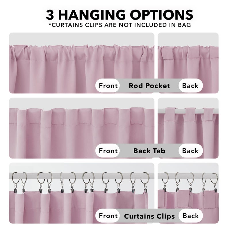 Deconovo Blackout Curtains Insulated Thermal Blackout Blinds Rod Pocket and Back Tab Curtains Room Darkening Curtains for Nursery 52Wx84L Inch Lavender 2 Panels - Image 2